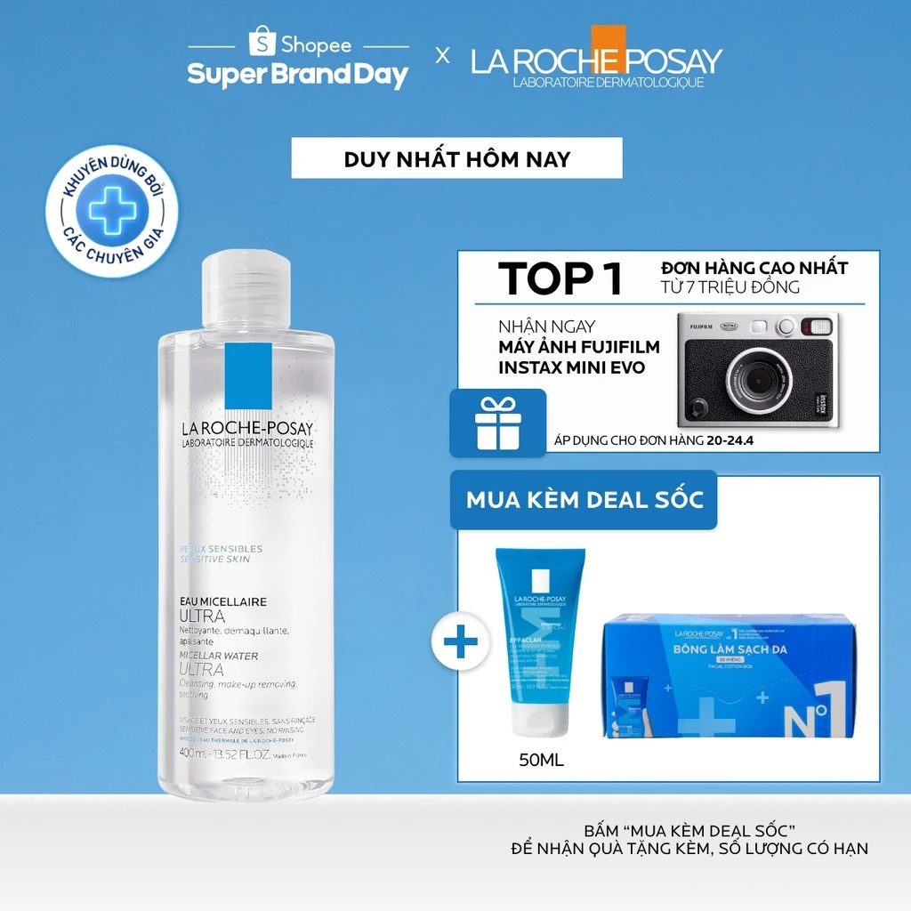 Nước tẩy trang làm sạch sâu cho da nhạy cảm La Roche-Posay Micellar Water Sensitive Skin